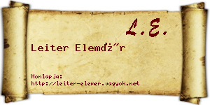 Leiter Elemér névjegykártya