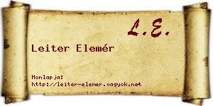 Leiter Elemér névjegykártya